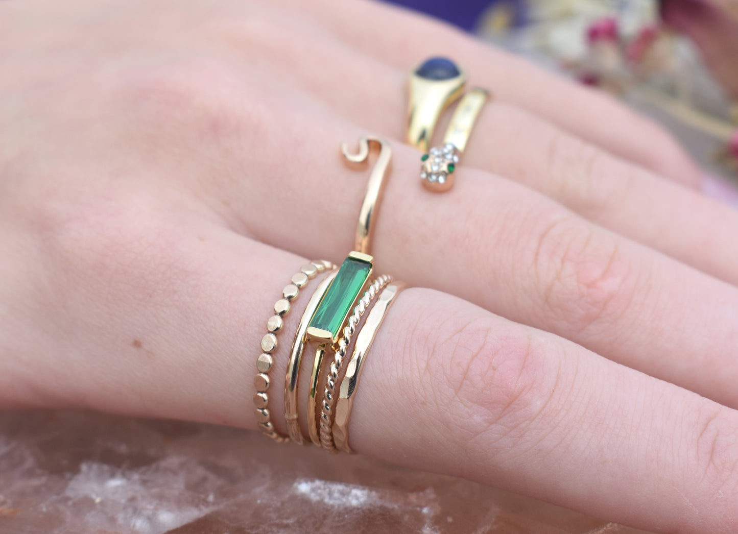 Gold Emerald Baguette Ring-18k Gold Vermeil