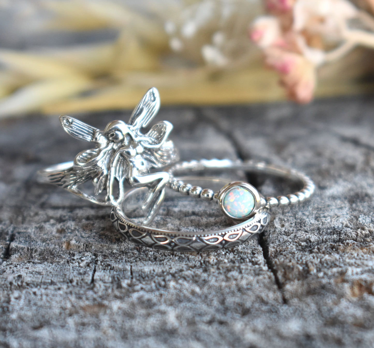Fairy & Opal Ring Stack Set