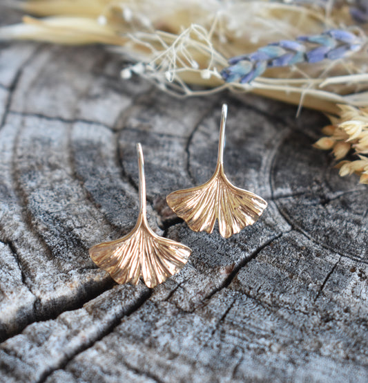 Gold Gingko Leaf Earrings