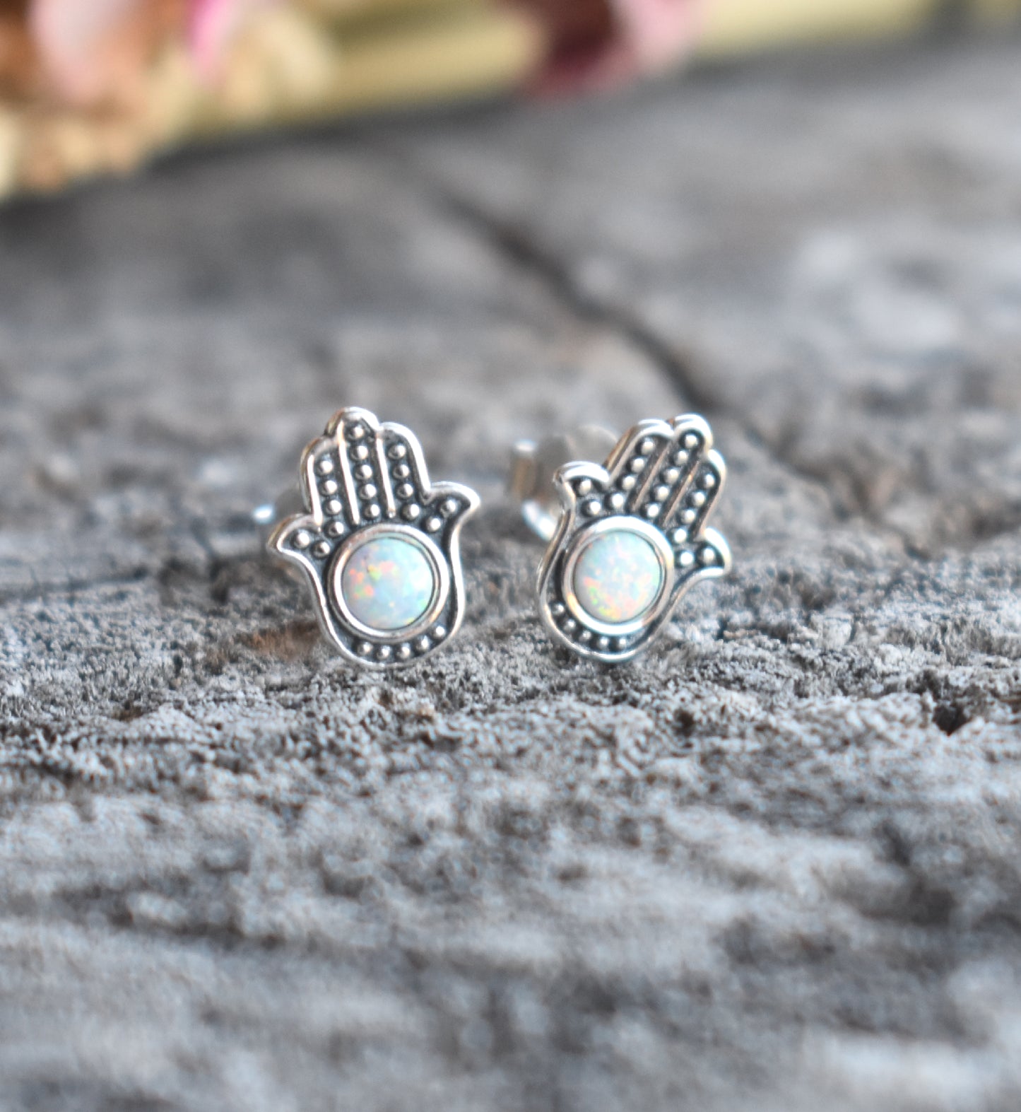 Hamsa Hand Protection Studs-Sterling Silver