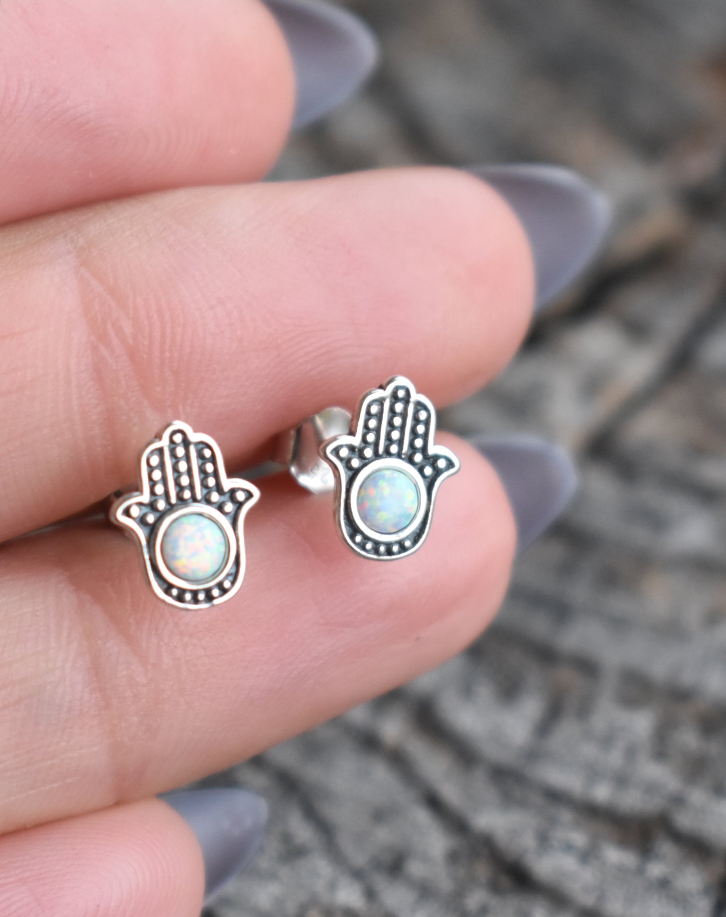 Hamsa Hand Protection Studs-Sterling Silver