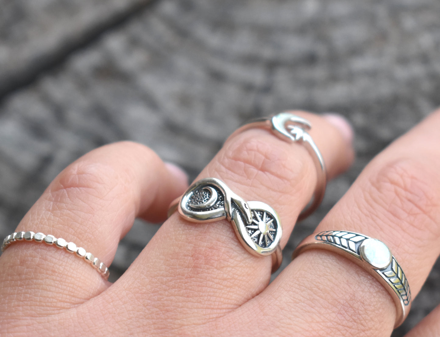 Sun and Moon Infinity Ring-Sterling Silver