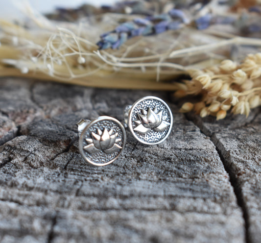 Lotus Flower Circle Earrings