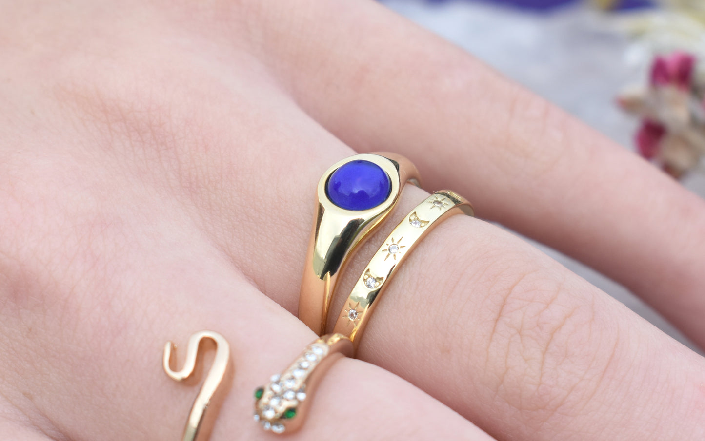 Gold Moon and Star Ring-18k Gold Vermeil