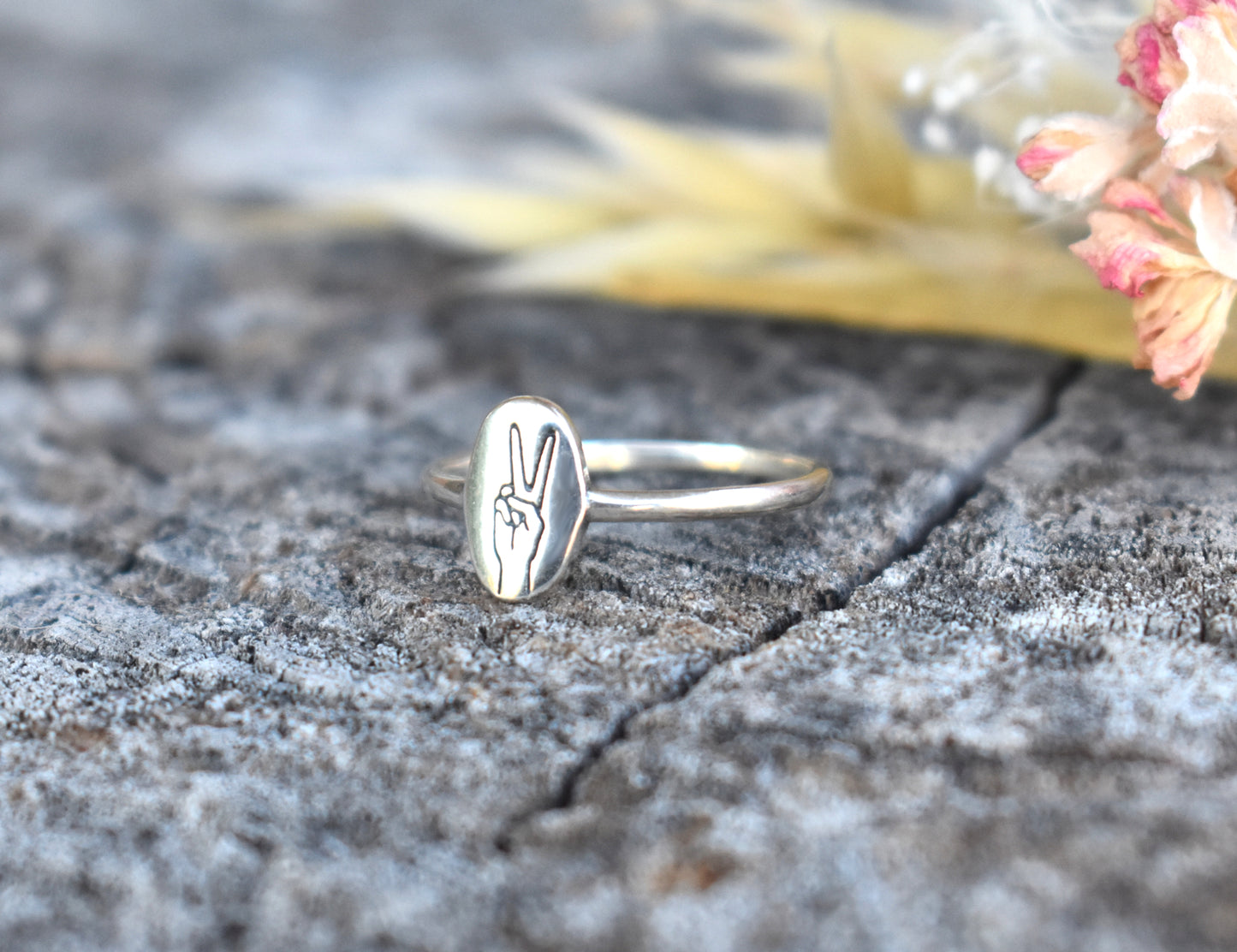 Peace Sign Ring-925 Sterling Silver