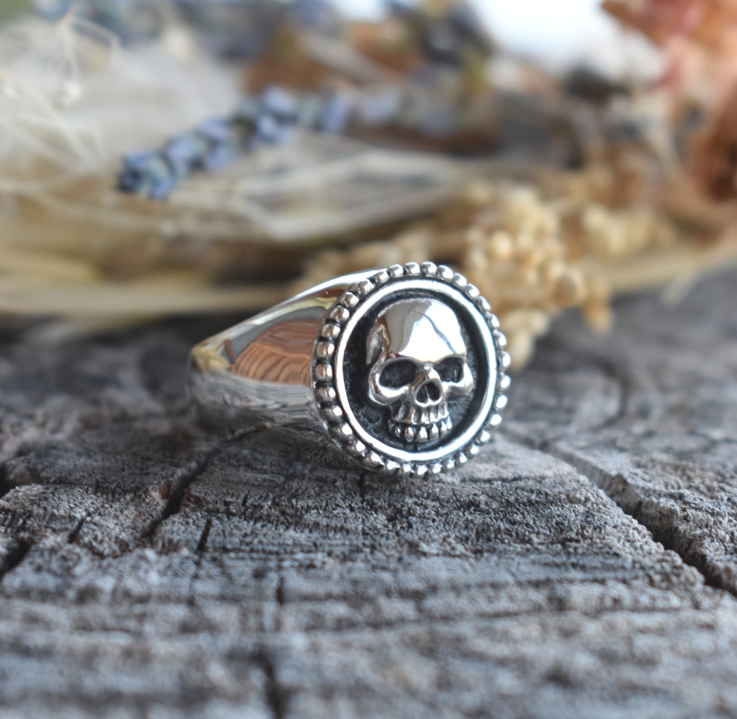 Skull Ring- Skull Signet Ring, Day of the Dead Ring, Halloween Ring, Sterling Silver Skull Ring