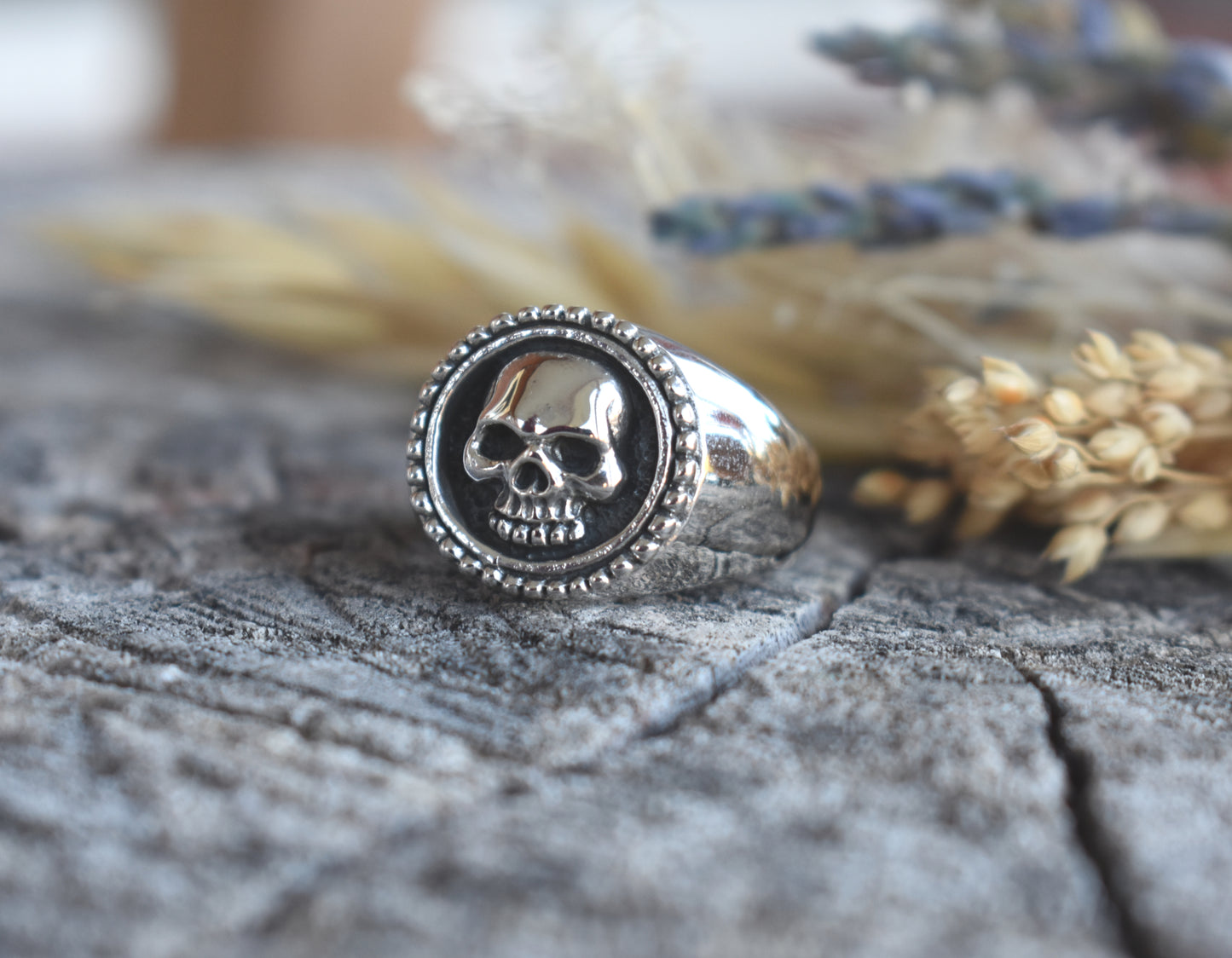 Skull Ring- Skull Signet Ring, Day of the Dead Ring, Halloween Ring, Sterling Silver Skull Ring