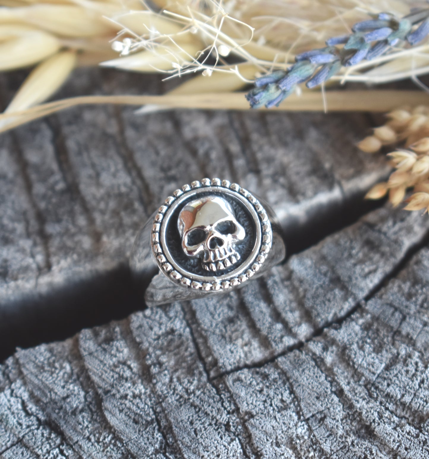 Skull Ring- Skull Signet Ring, Day of the Dead Ring, Halloween Ring, Sterling Silver Skull Ring
