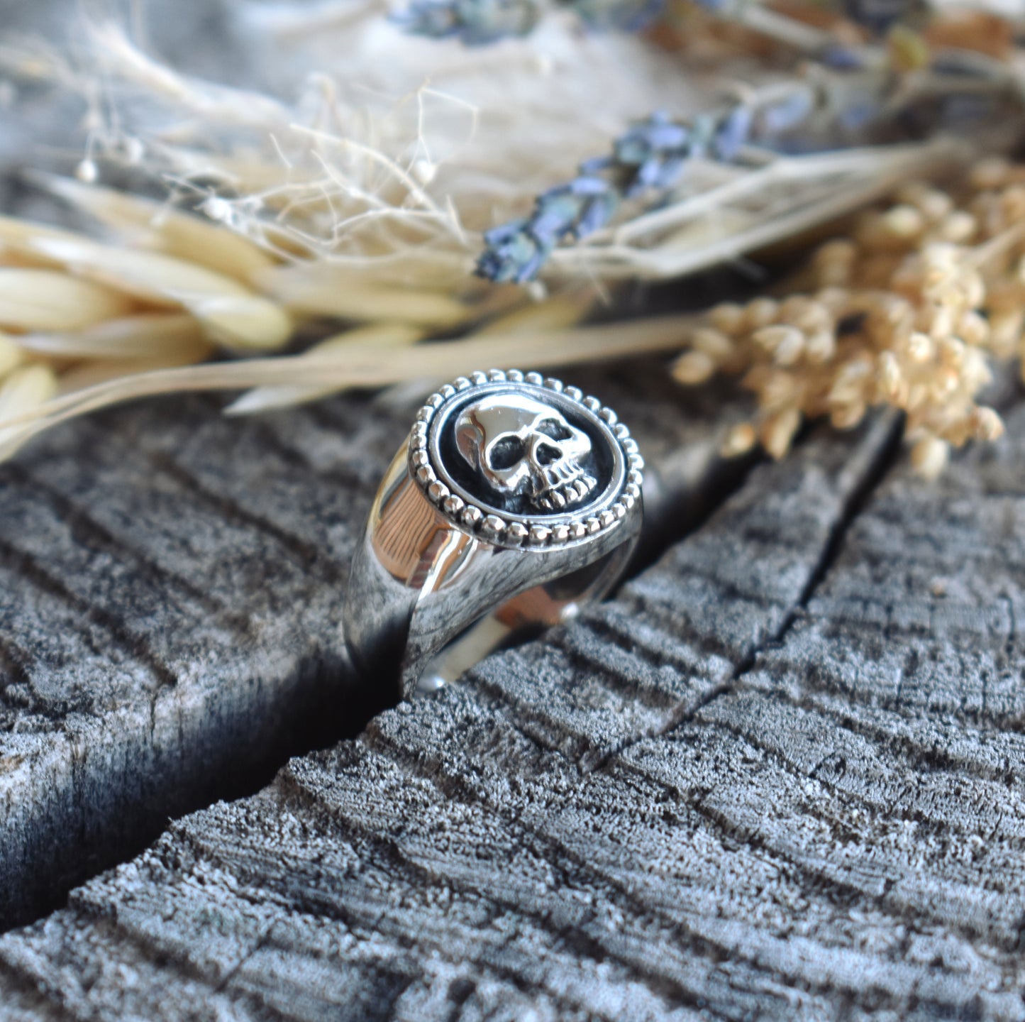 Skull Ring- Skull Signet Ring, Day of the Dead Ring, Halloween Ring, Sterling Silver Skull Ring