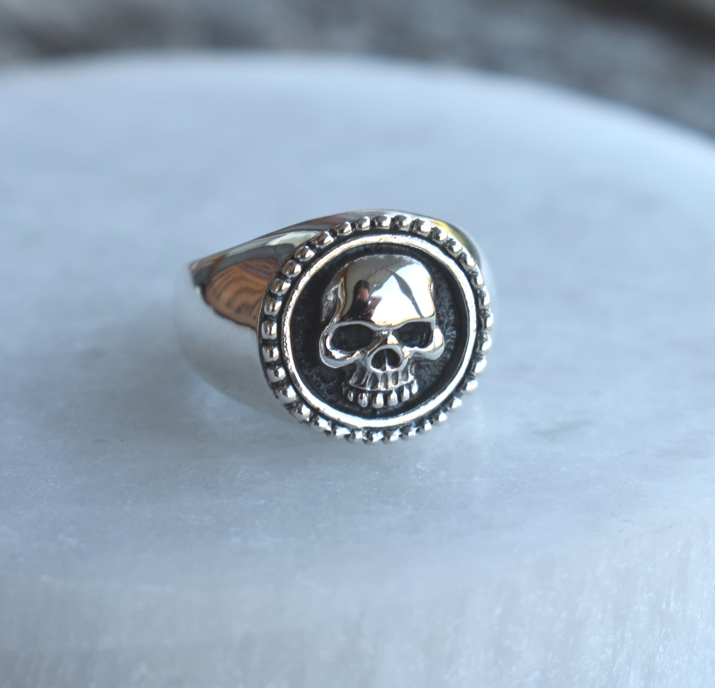 Skull Ring- Skull Signet Ring, Day of the Dead Ring, Halloween Ring, Sterling Silver Skull Ring