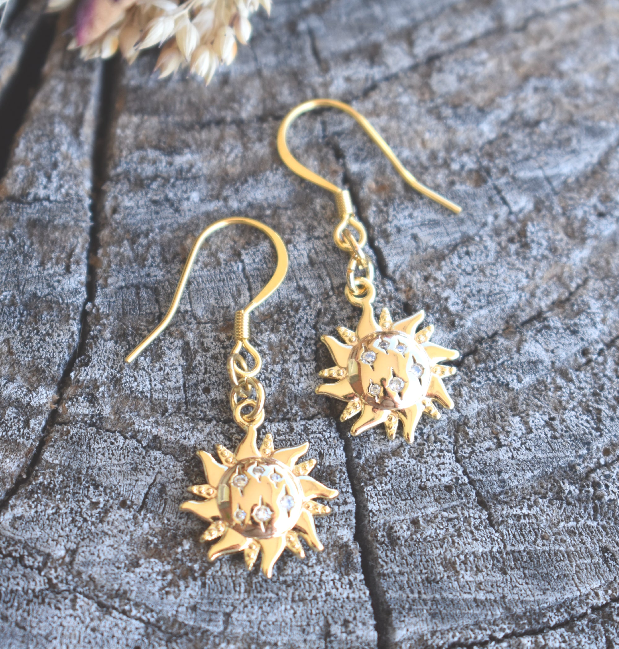 Gold Sun Drop outlet Earrings