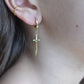 Gold Sword Dangle Hoop Earrings-14k