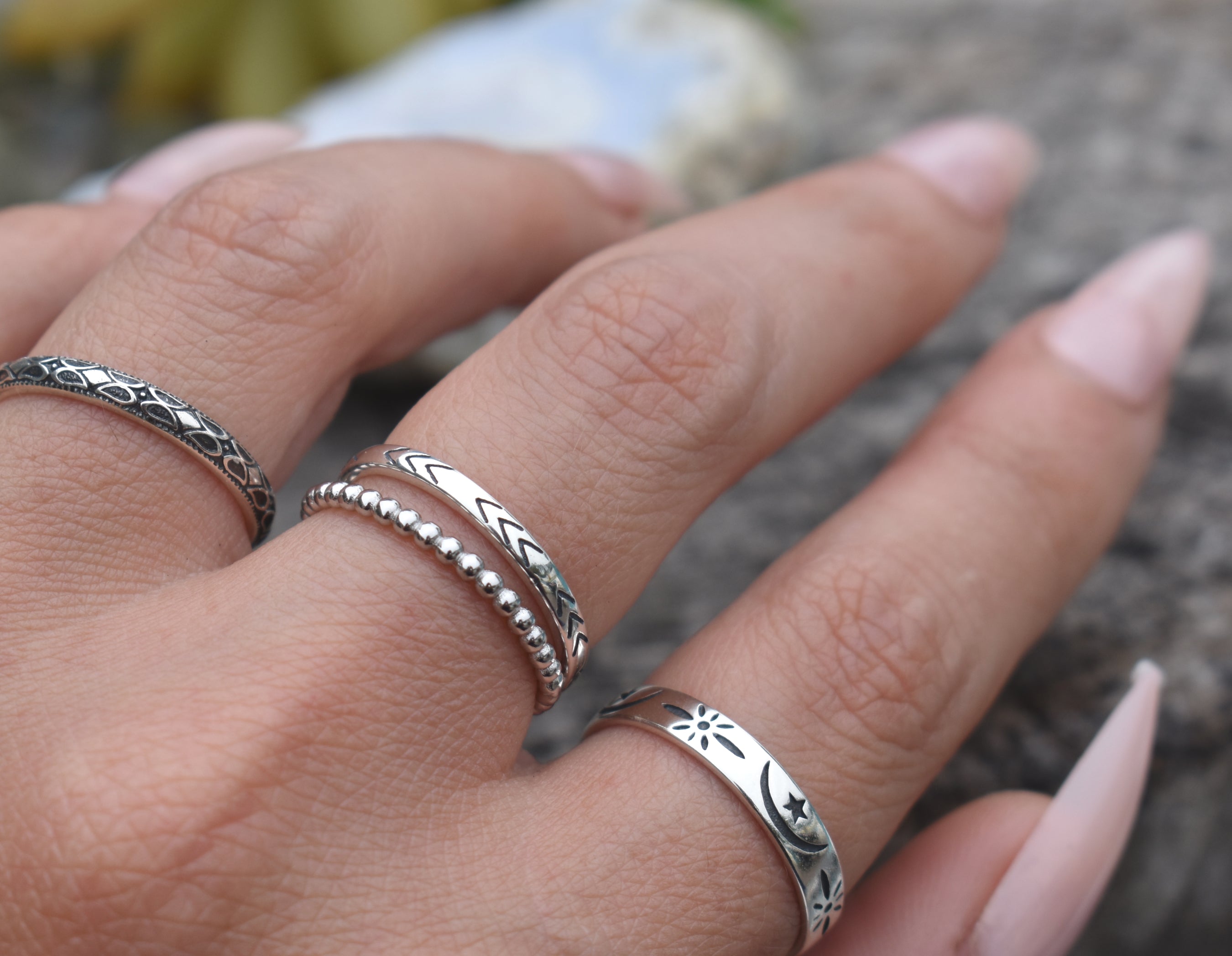 Boho hot sale silver rings