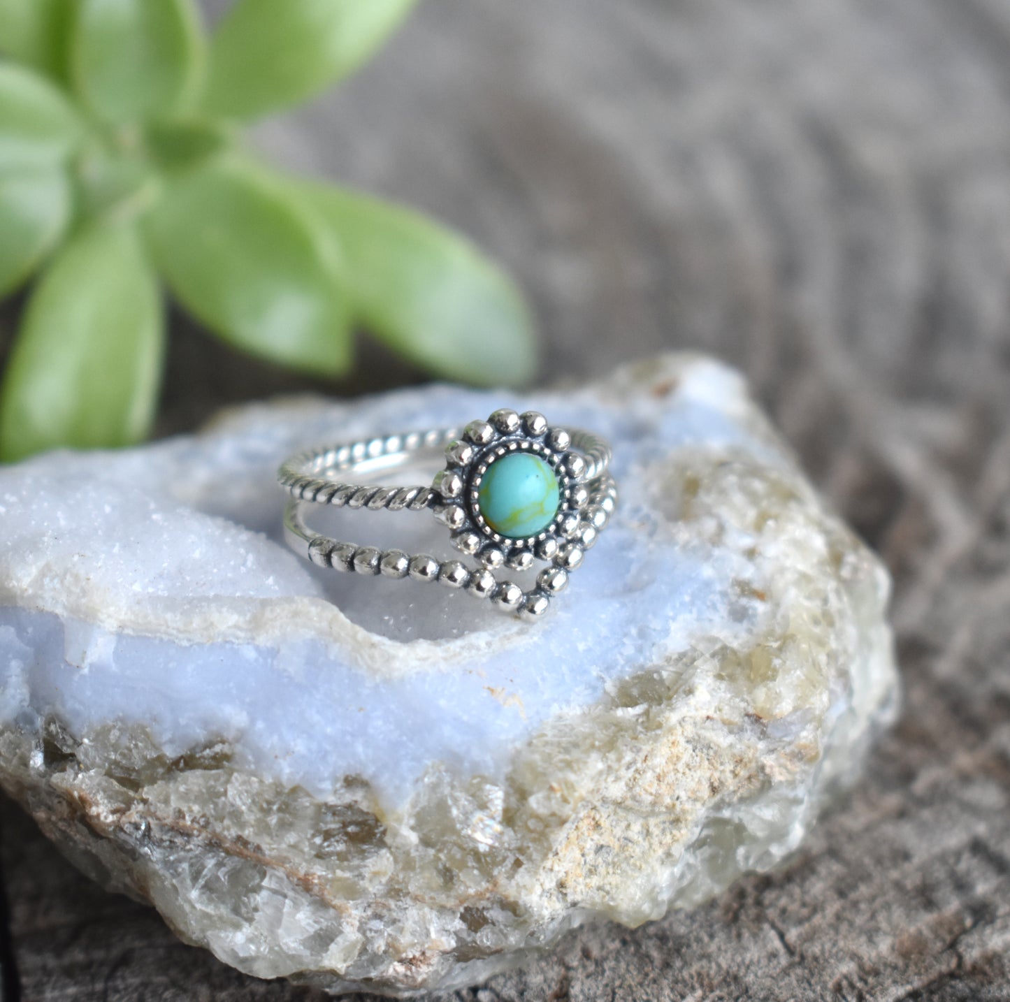 Turquoise Ring- Natural Turquoise- Sterling Silver Ring