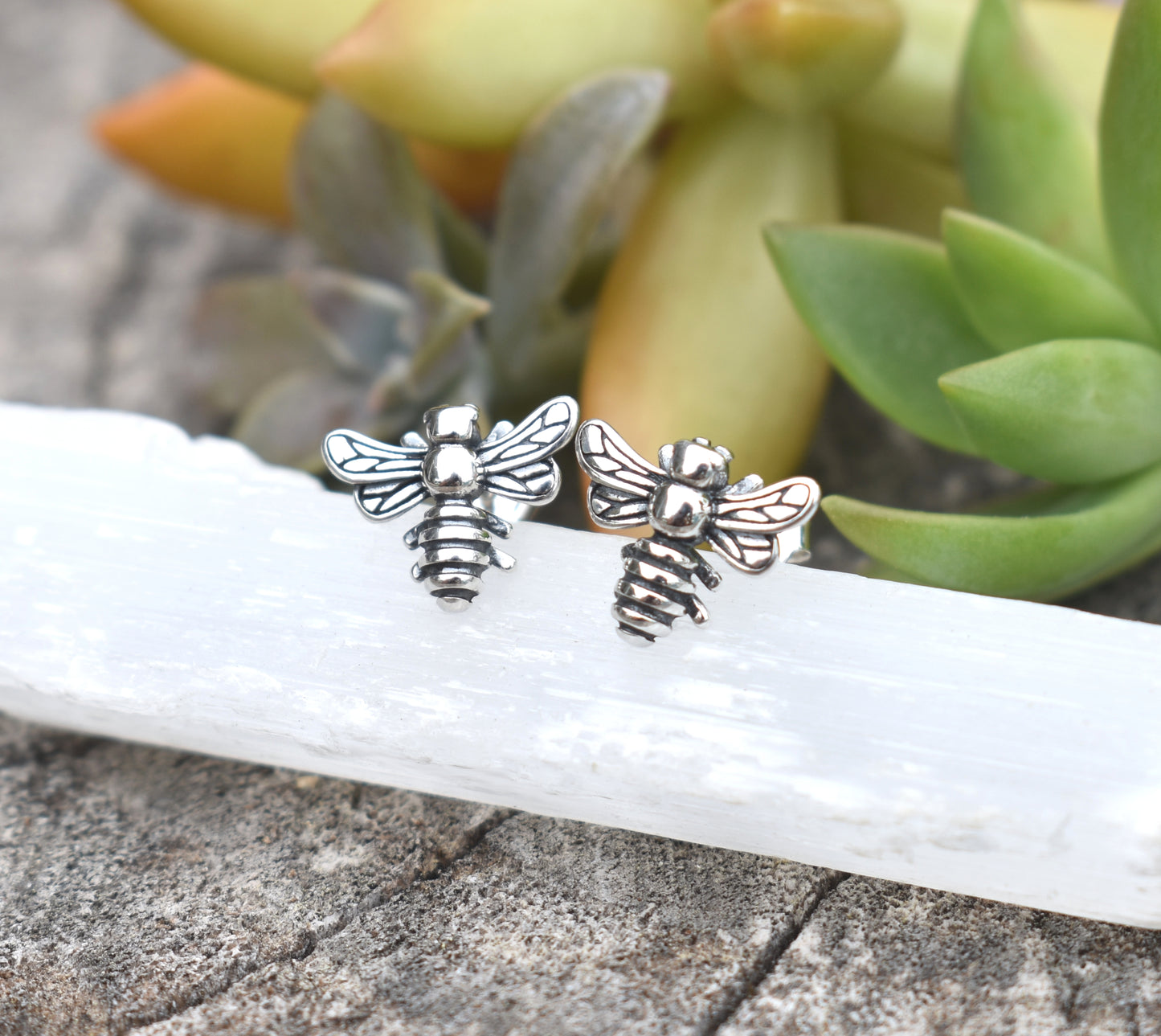 Bee Earrings- Bee Studs, Silver Bee Jewelry, Honeybee Earrings-Silver Earrings