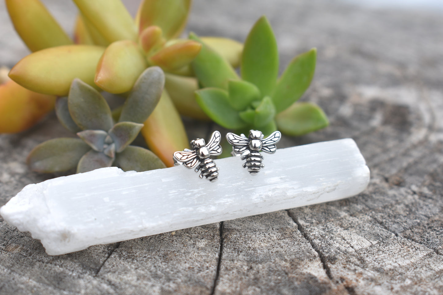 Bee Earrings- Bee Studs, Silver Bee Jewelry, Honeybee Earrings-Silver Earrings