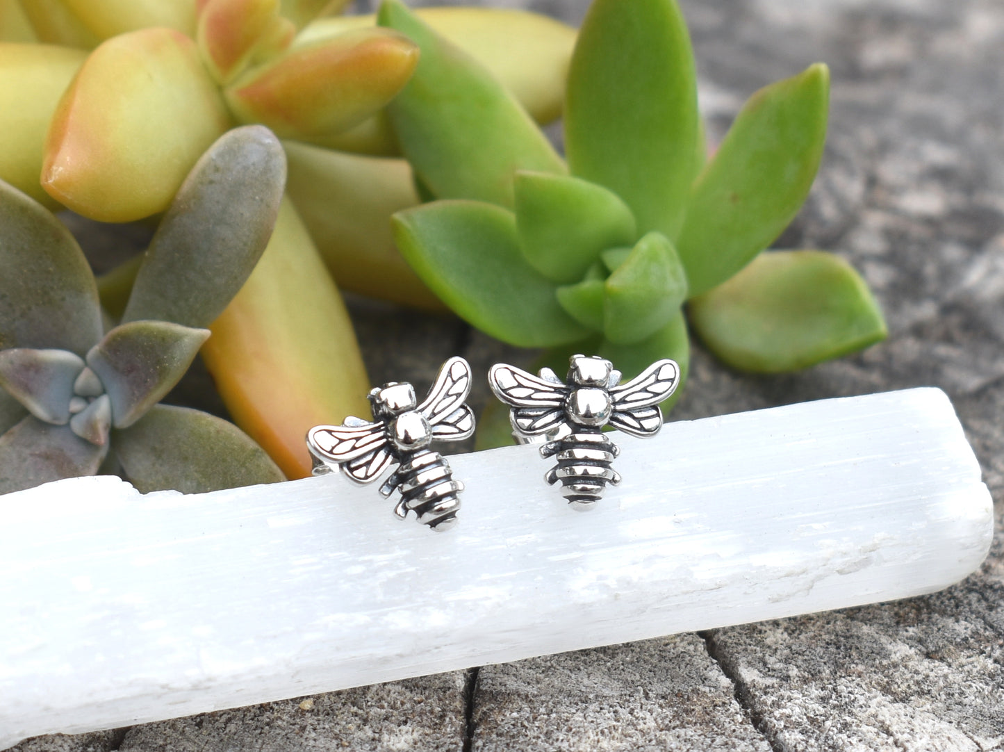 Bee Earrings- Bee Studs, Silver Bee Jewelry, Honeybee Earrings-Silver Earrings