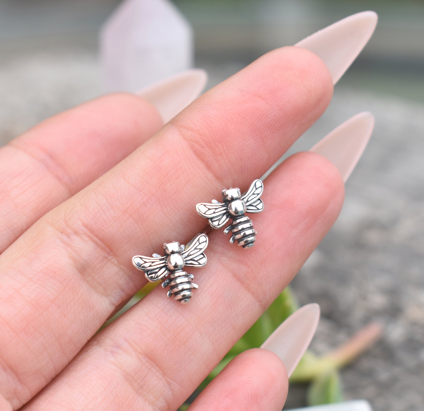 Bee Earrings- Bee Studs, Silver Bee Jewelry, Honeybee Earrings-Silver Earrings