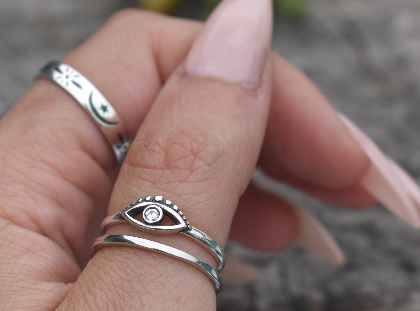 Evil Eye Ring- Silver Eye Ring, Witchy Jewelry, Boho Ring-Sterling Silver Ring