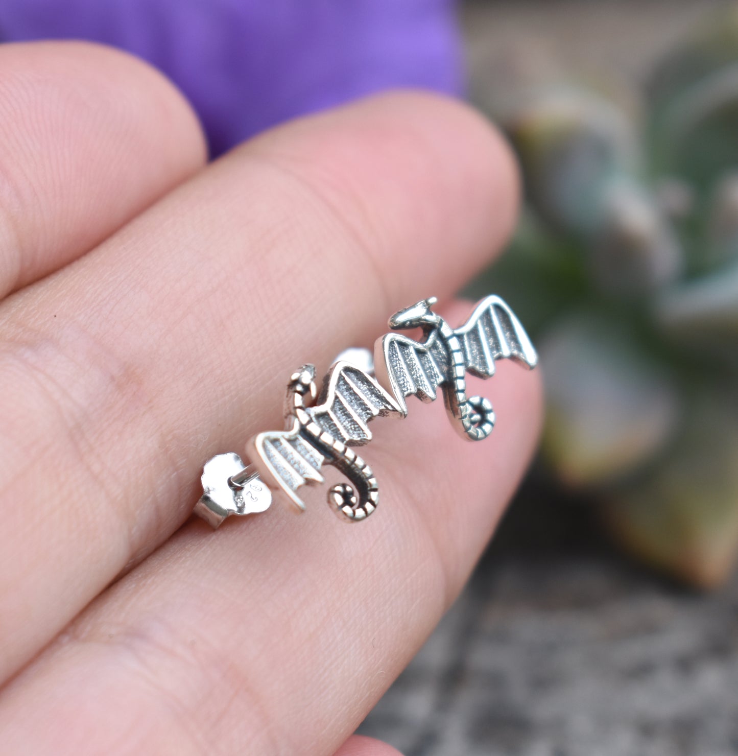 Dragon Earrings-Dragon Studs, Game of Thrones Studs-925 Sterling Silver