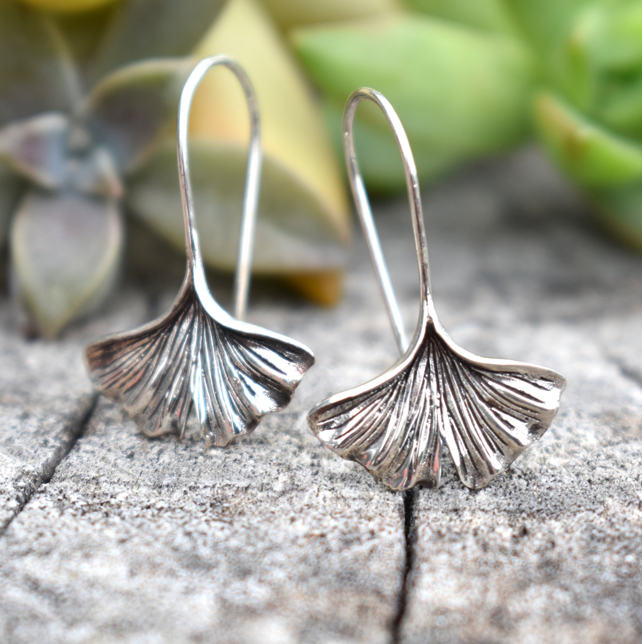 Ginkgo Leaf Earrings by Mary Elwyn (Silver & Gold Earrings) | Artful Home