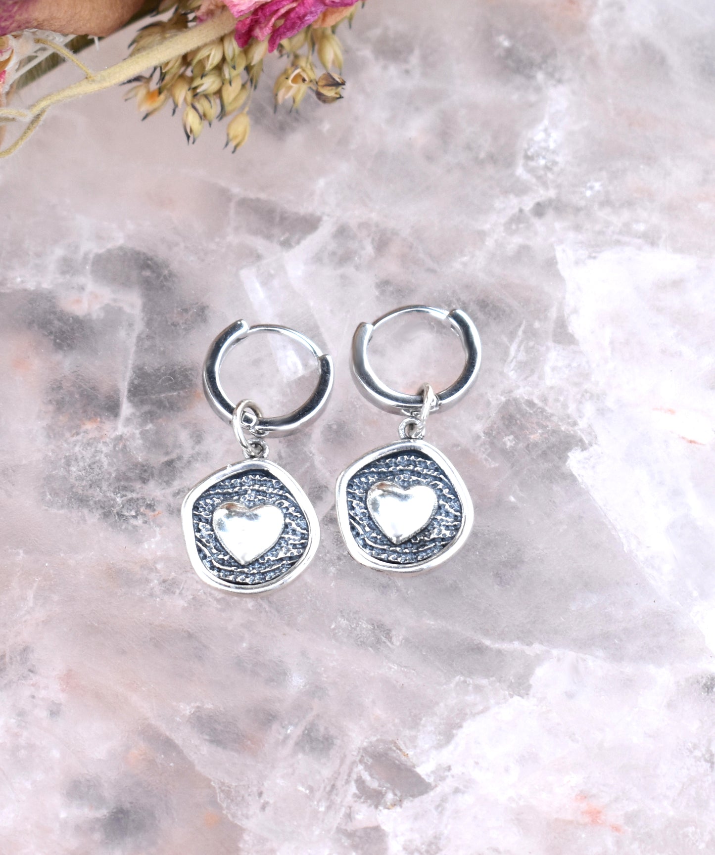 Heart Huggie Hoops-Sterling Silver Valentine's Day Mother's Day