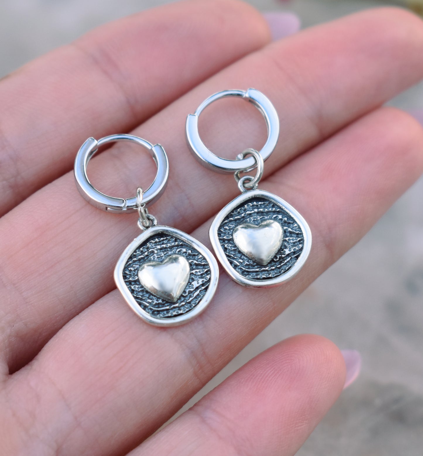 Heart Huggie Hoops-Sterling Silver Valentine's Day Mother's Day