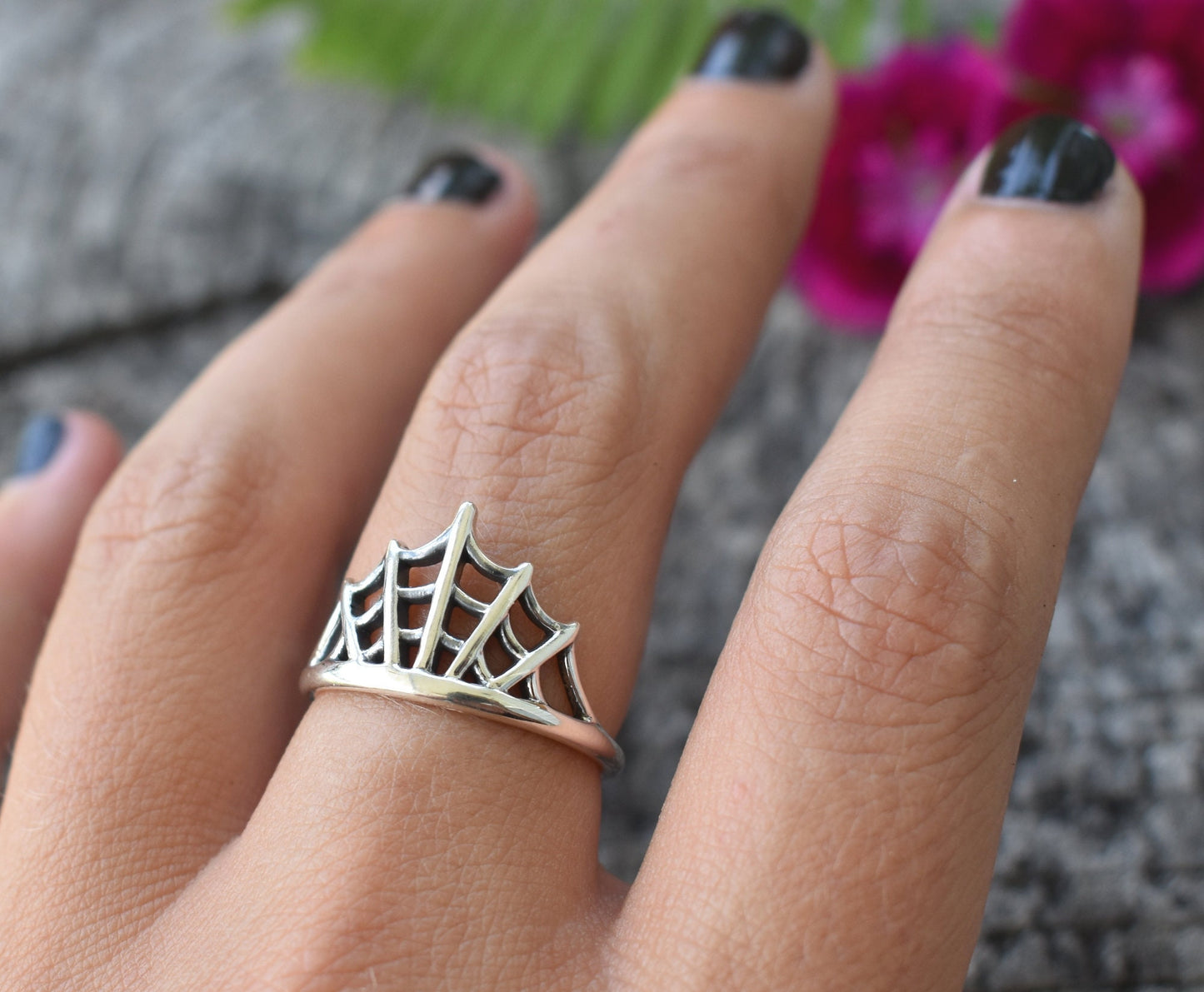 Web Ring- Spider Web Ring, Gothic Ring, Spider Jewelry, Halloween ring-Silver Ring