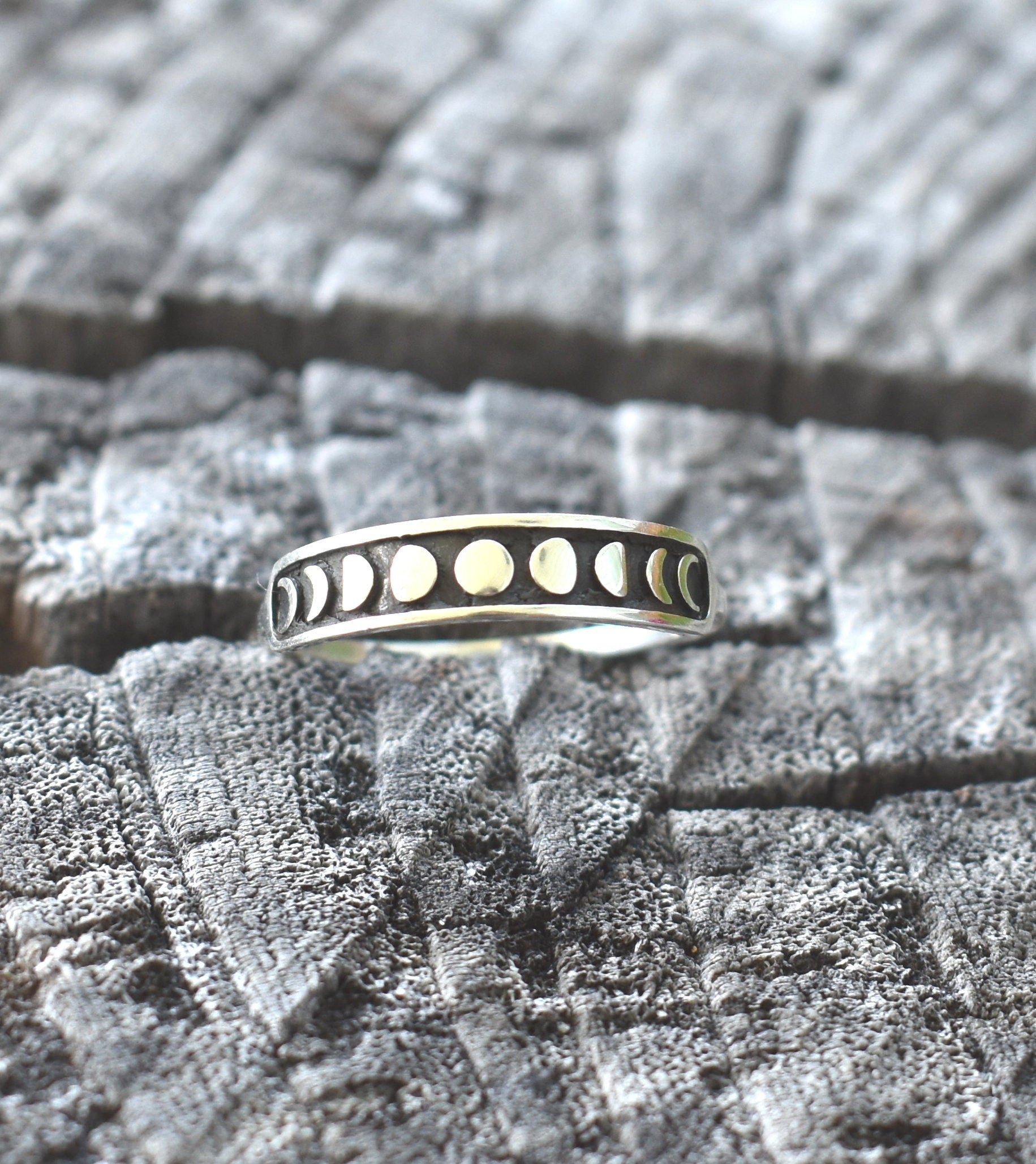 Moon And Star Ring- Crescent Moon Ring, Stars Ring, Eternity Ring-Sterling  Silver Ring