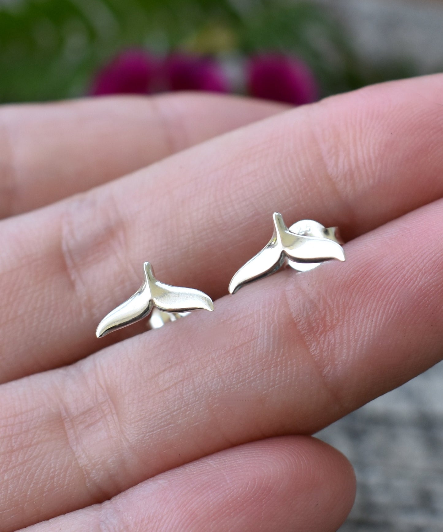 Whale Tail Earrings- Whale Stud Earrings, Whale Tail Jewelry- Silver Earrings