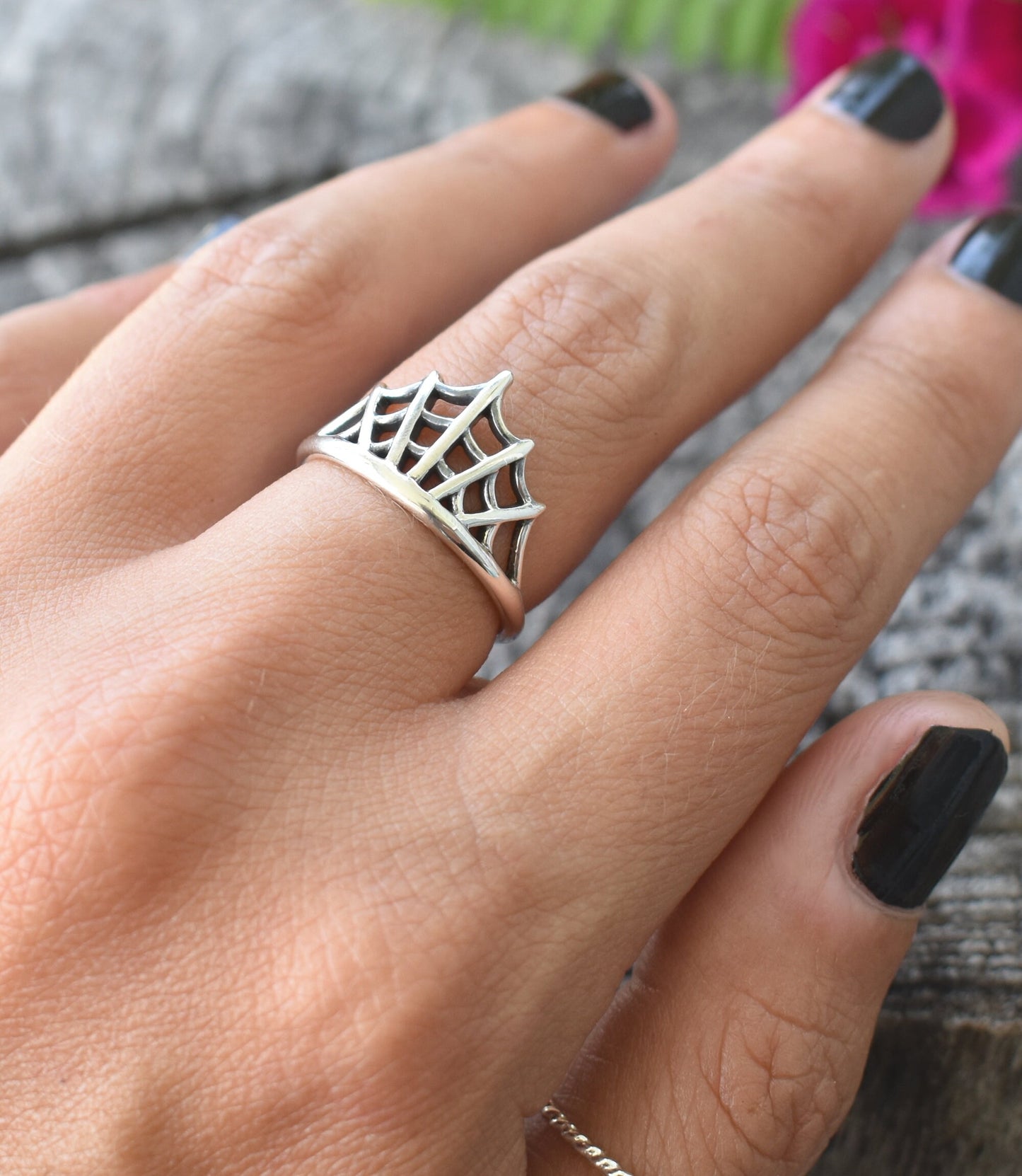 Web Ring- Spider Web Ring, Gothic Ring, Spider Jewelry, Halloween ring-Silver Ring