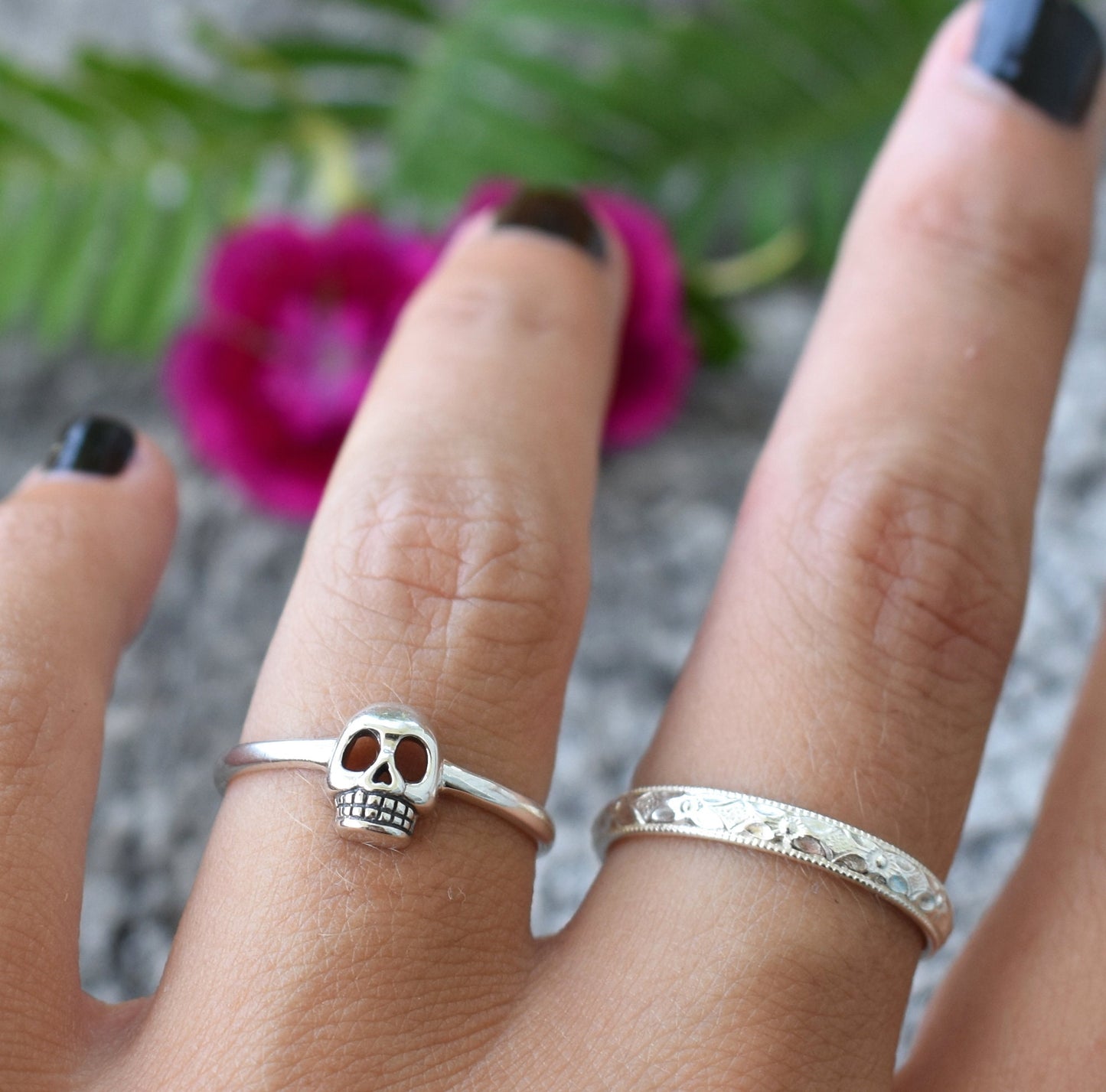 Skull Ring- Skeleton Ring, Skull Jewelry, Halloween Ring, Gothic Ring- Silver Ring