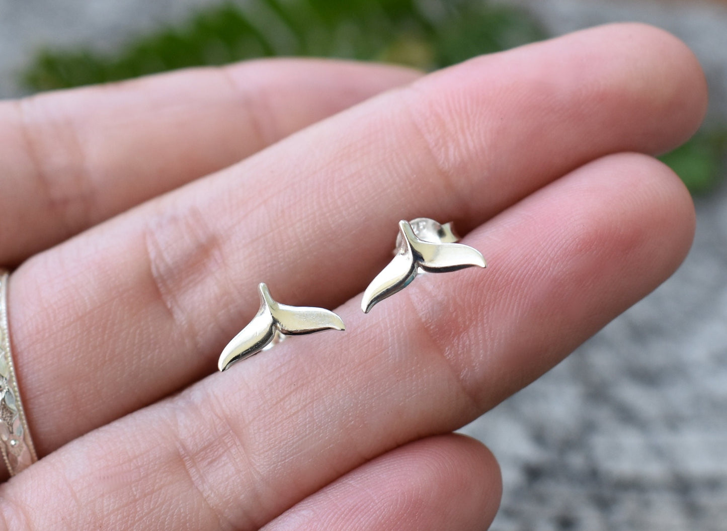 Whale Tail Earrings- Whale Stud Earrings, Whale Tail Jewelry- Silver Earrings