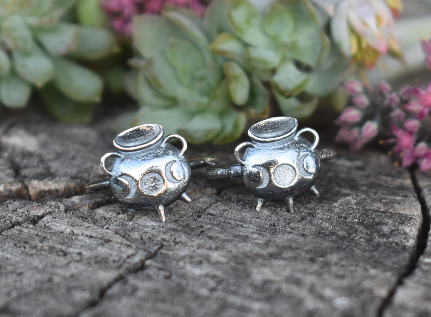 Cauldron Ring- Witches' Brew, Moon Phase Ring, Witch Ring-Silver Ring