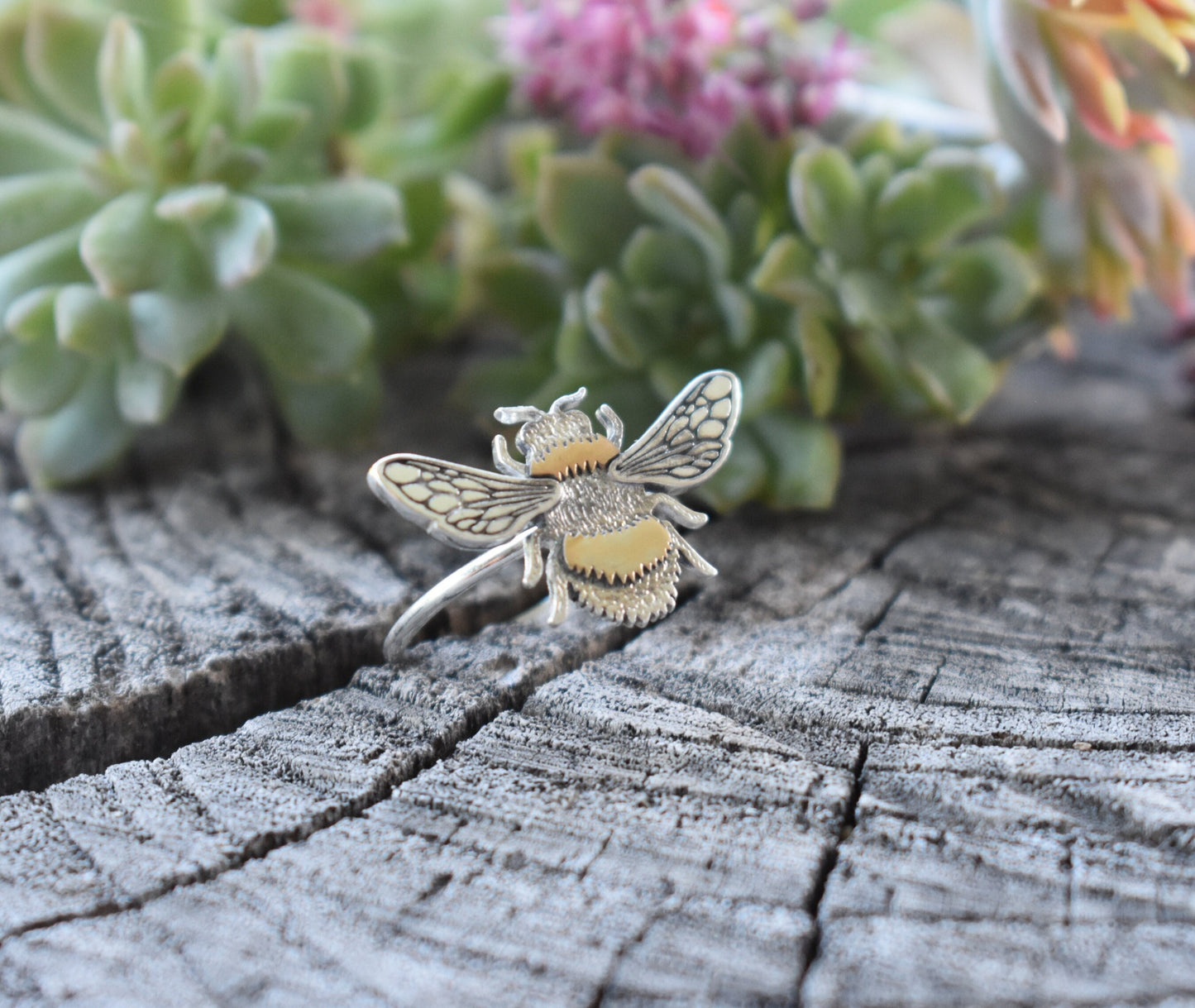 Bee Ring- Gold Bee Ring, Silver Bee Ring, Bumblebee-Bee Lovers- Sterling Silver