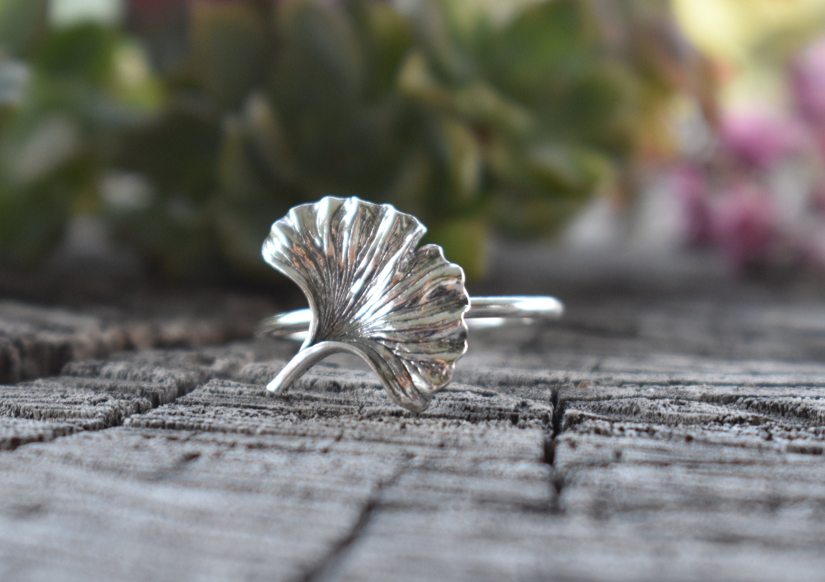 Ginkgo Ring Ginkgo Biloba Leaf Ring Forest Ring Silver Leaf