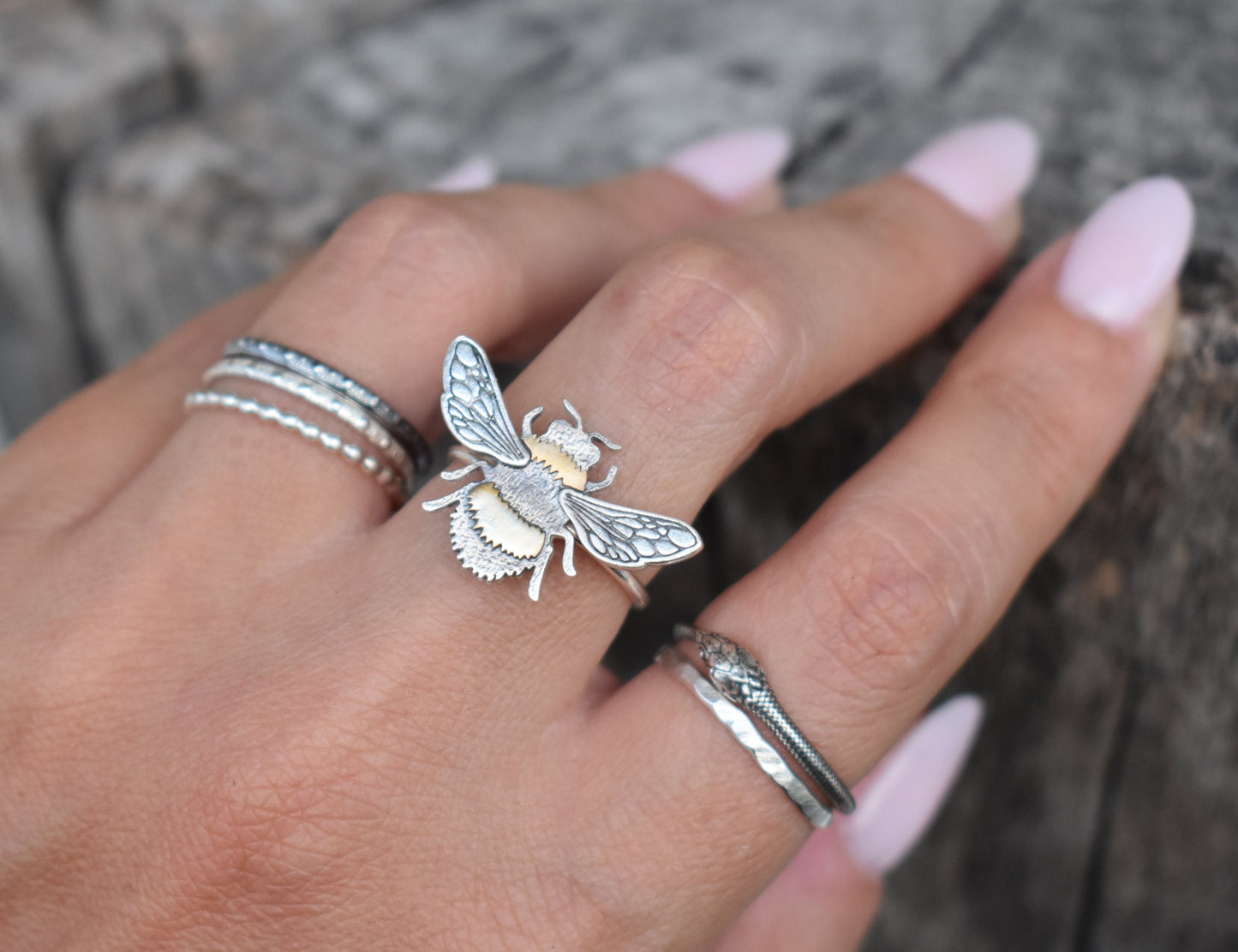 Bee Ring- Gold Bee Ring, Silver Bee Ring, Bumblebee-Bee Lovers- Sterling Silver