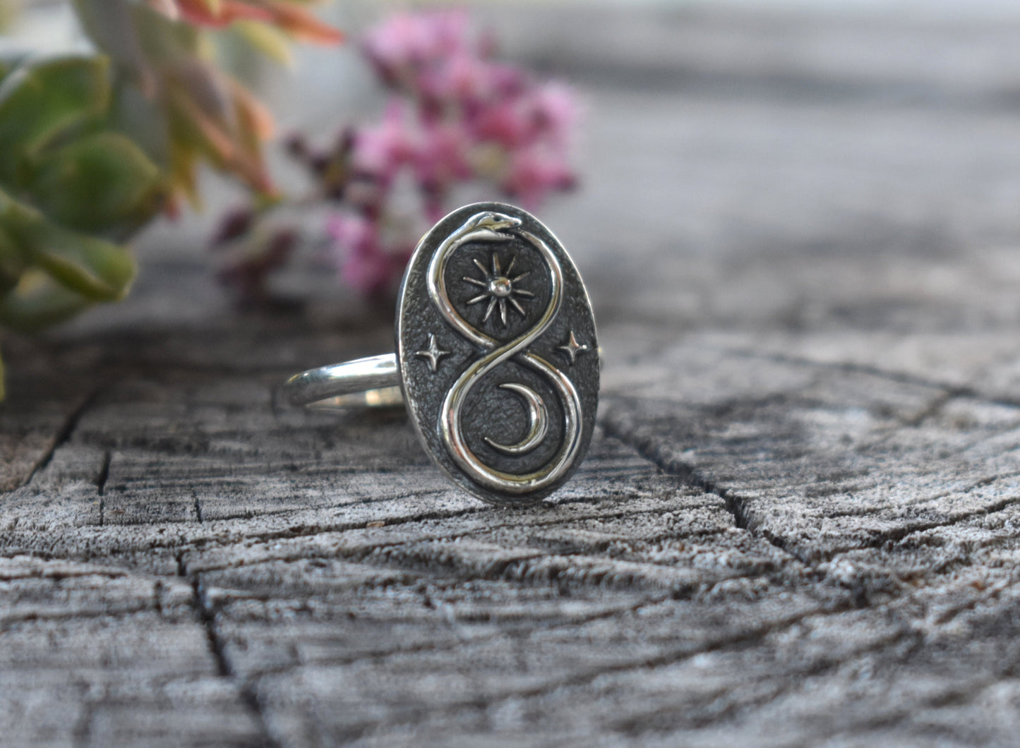 Infinity Snake Ring- Ouroboros Ring, Silver Snake Ring, Infinity Ring-Sterling Silver