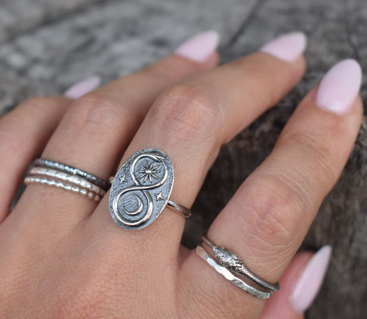 Infinity Snake Ring- Ouroboros Ring, Silver Snake Ring, Infinity Ring-Sterling Silver