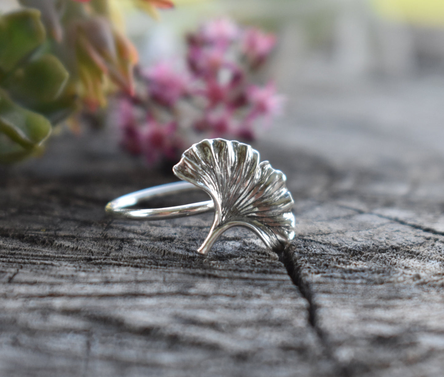 Ginkgo Ring- Ginkgo Biloba, Leaf Ring, Forest Ring- Silver Leaf Ring