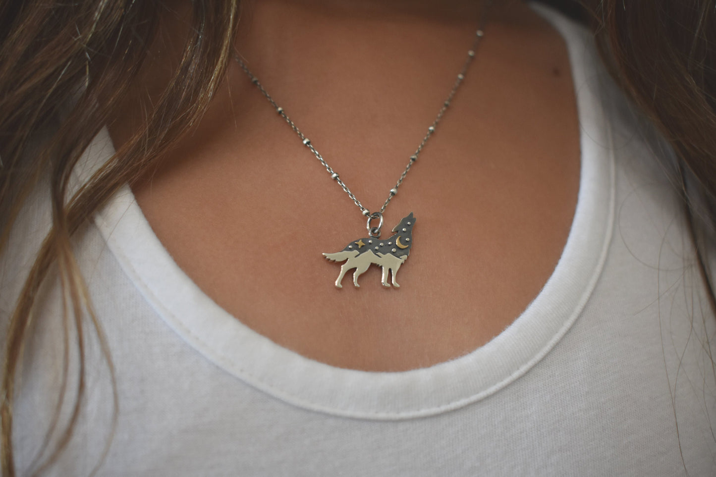 Wolf Necklace- Wolf Jewelry, Wolf Medicine, Wolf Totem-Silver Necklace