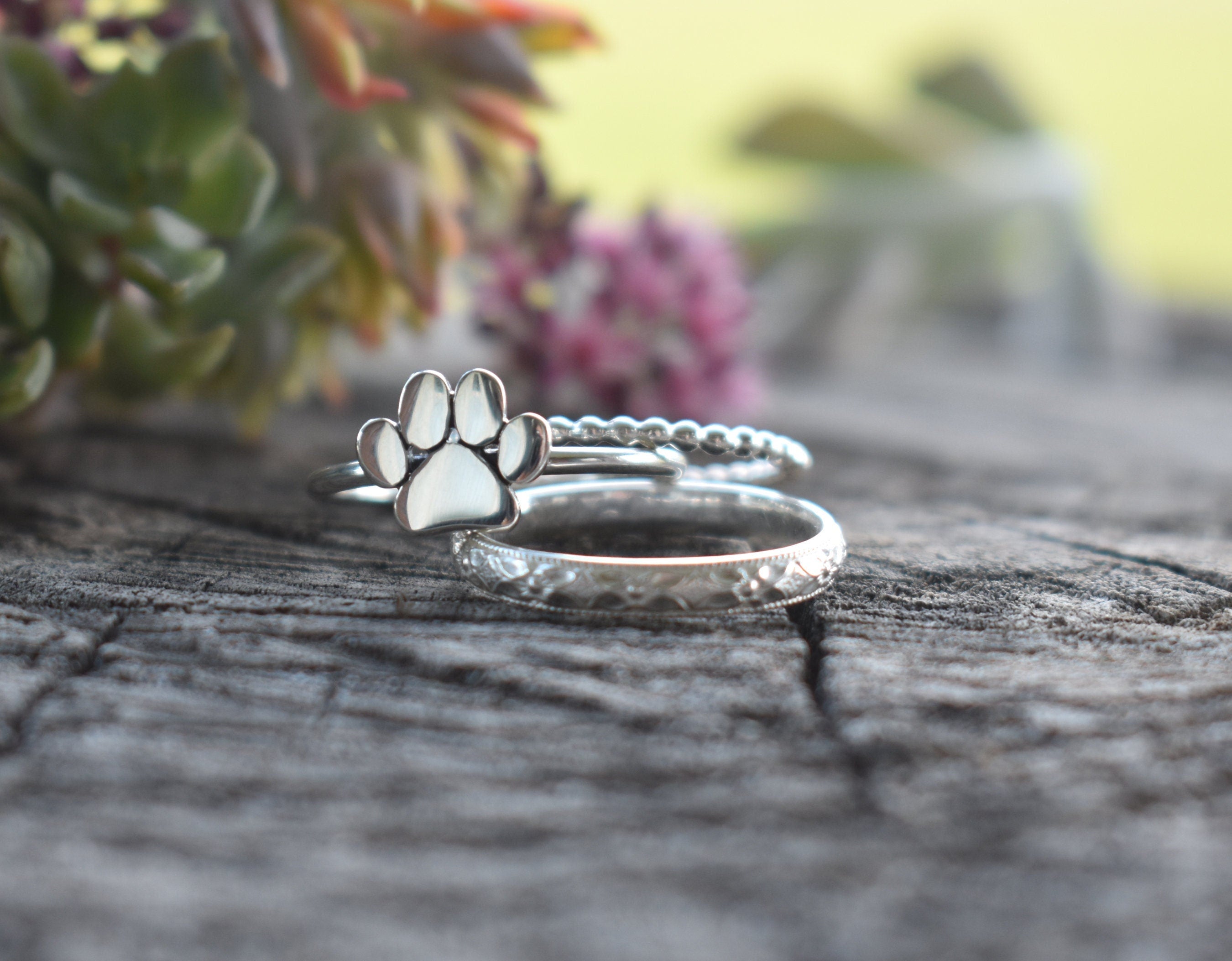 Sterling silver dog paw on sale ring