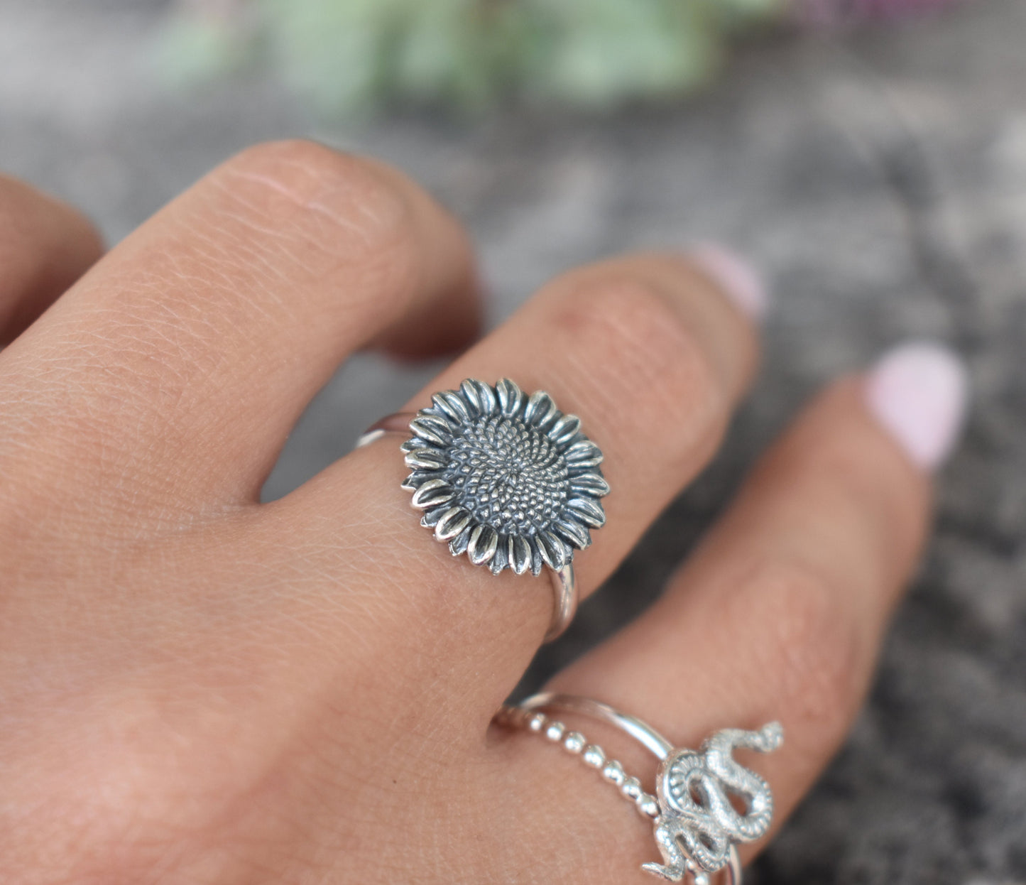 Sunflower Ring- Sunflower Jewelry, Bohemian Sunflower, Flower Child Ring