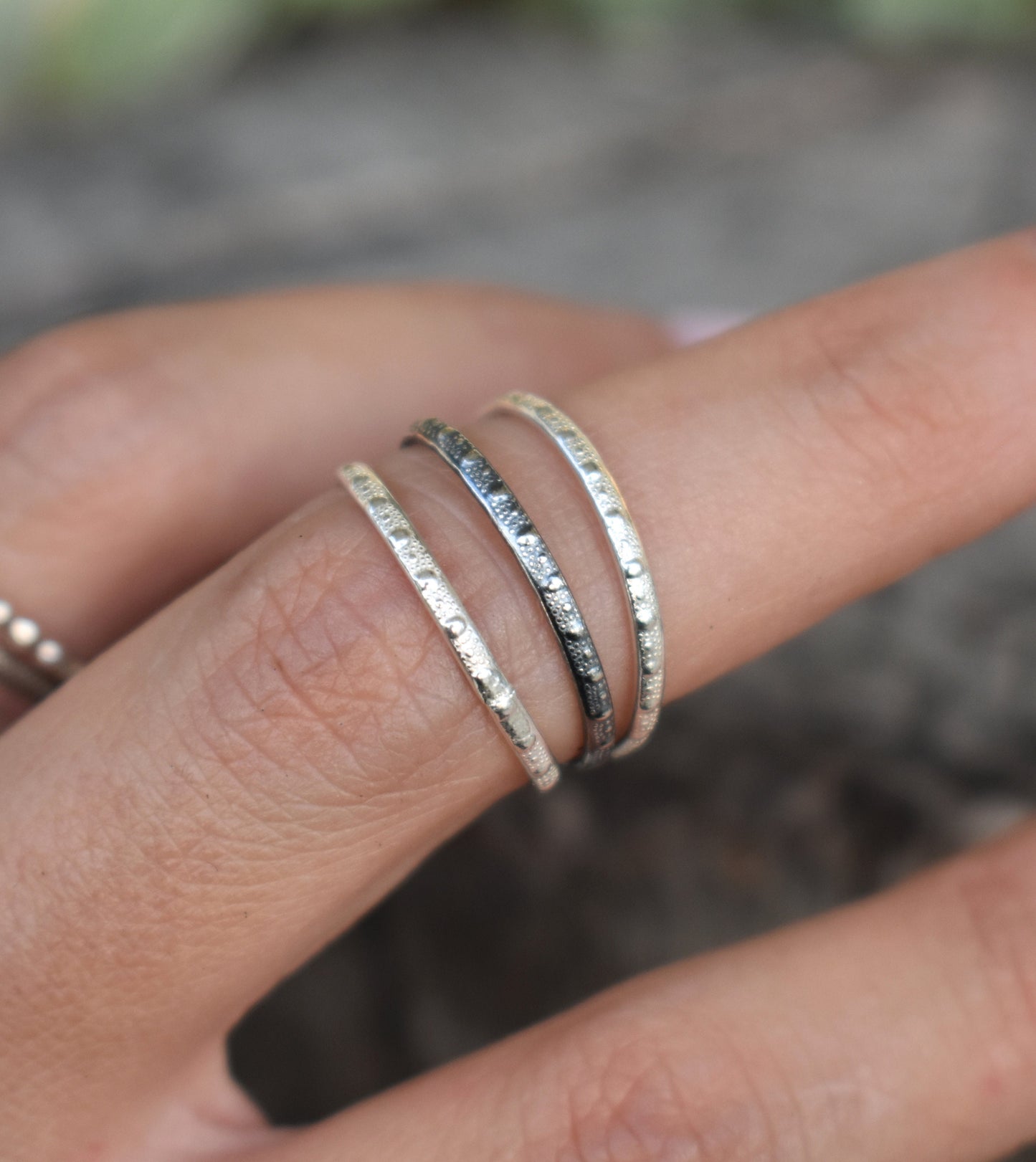 Facet Bead Ring- Silver Bead Ring, Thumb Ring, Boho Ring- Sterling Silver Ring