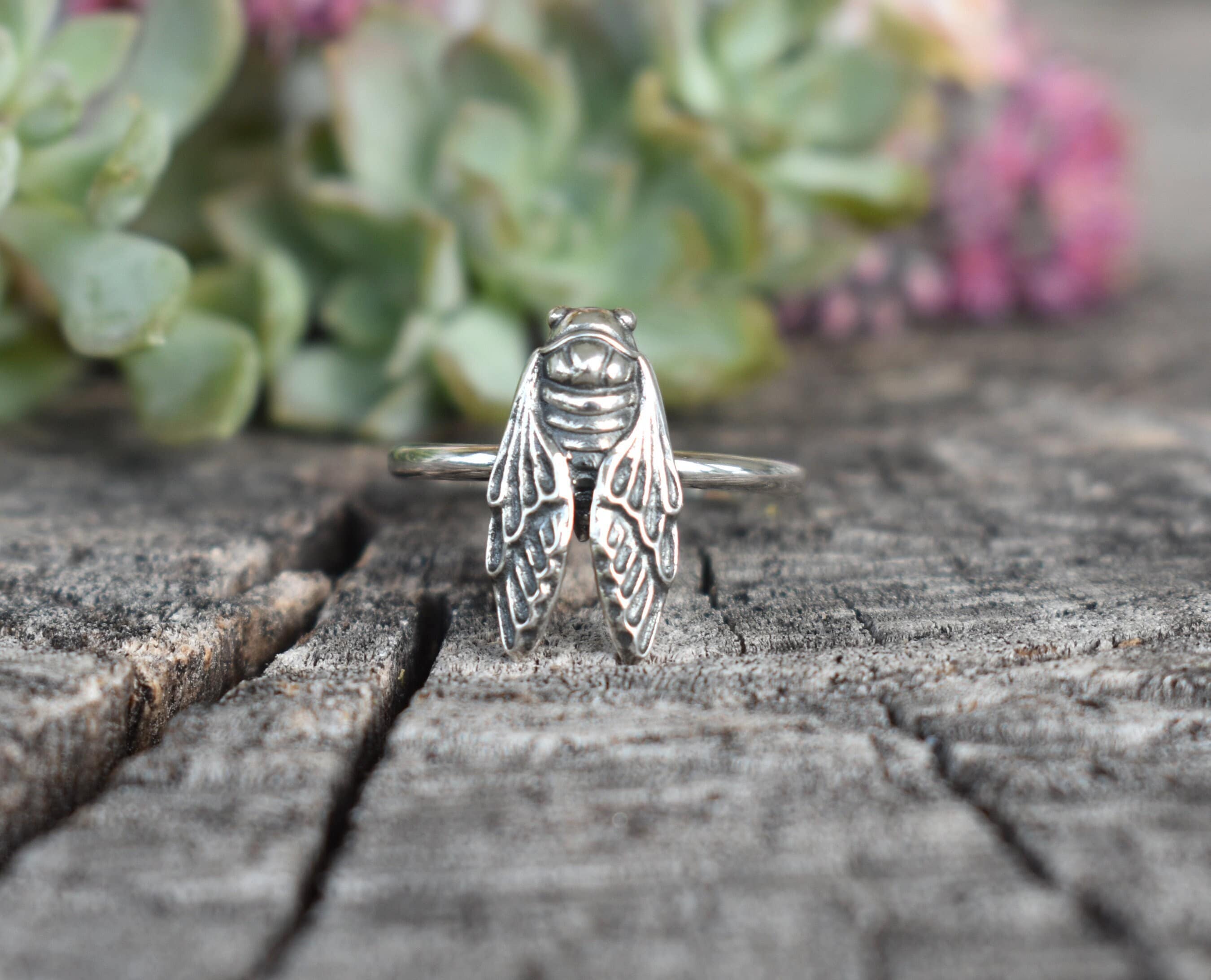 Cicada Ring- Brood Cicada, Entomologist, Cicada Wing, Renewal- Silver ...