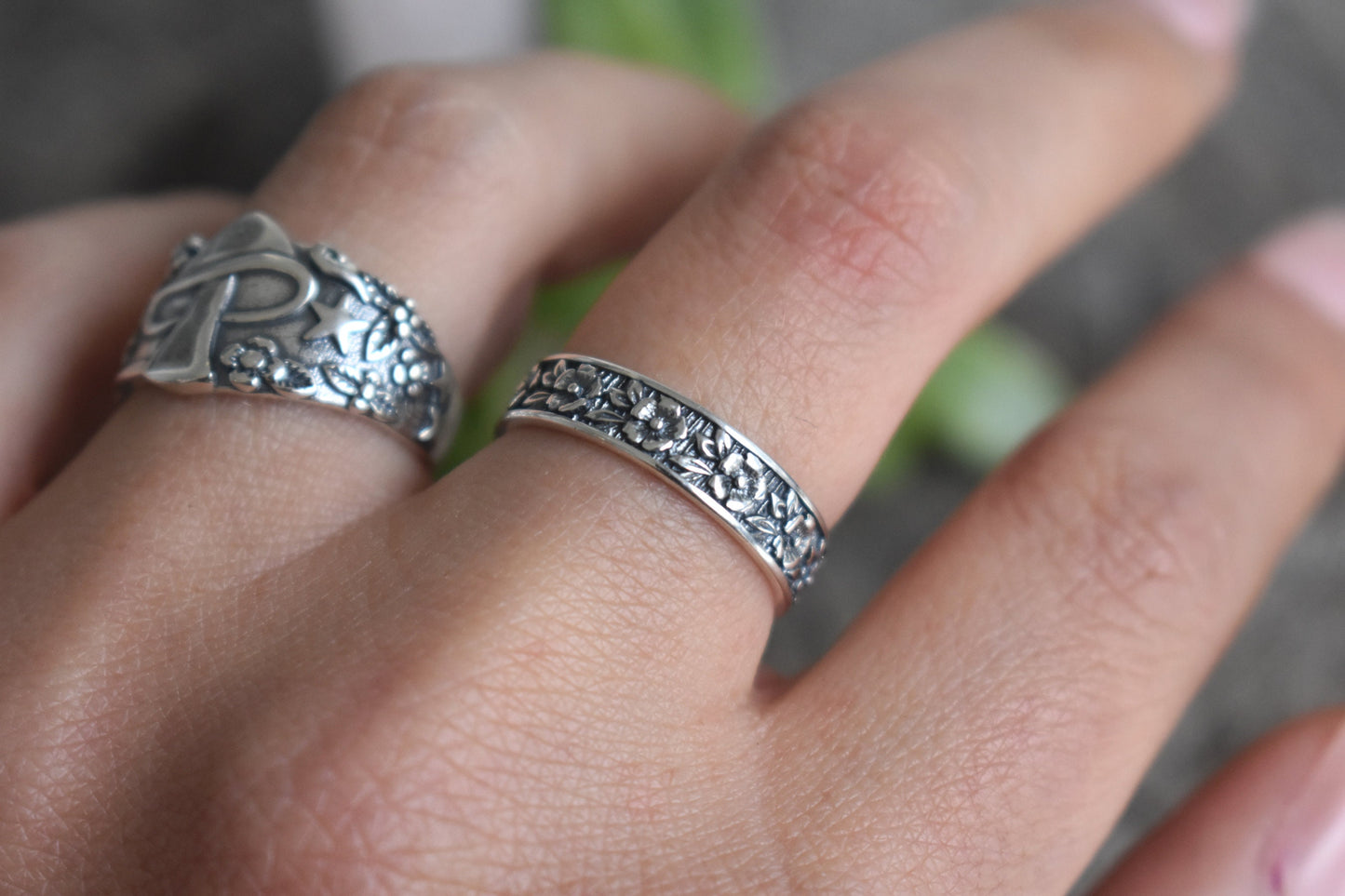 Flower Ring- Floral Ring, Eternity Band, Y2k Ring,- Cottagecore Ring- Sterling Silver