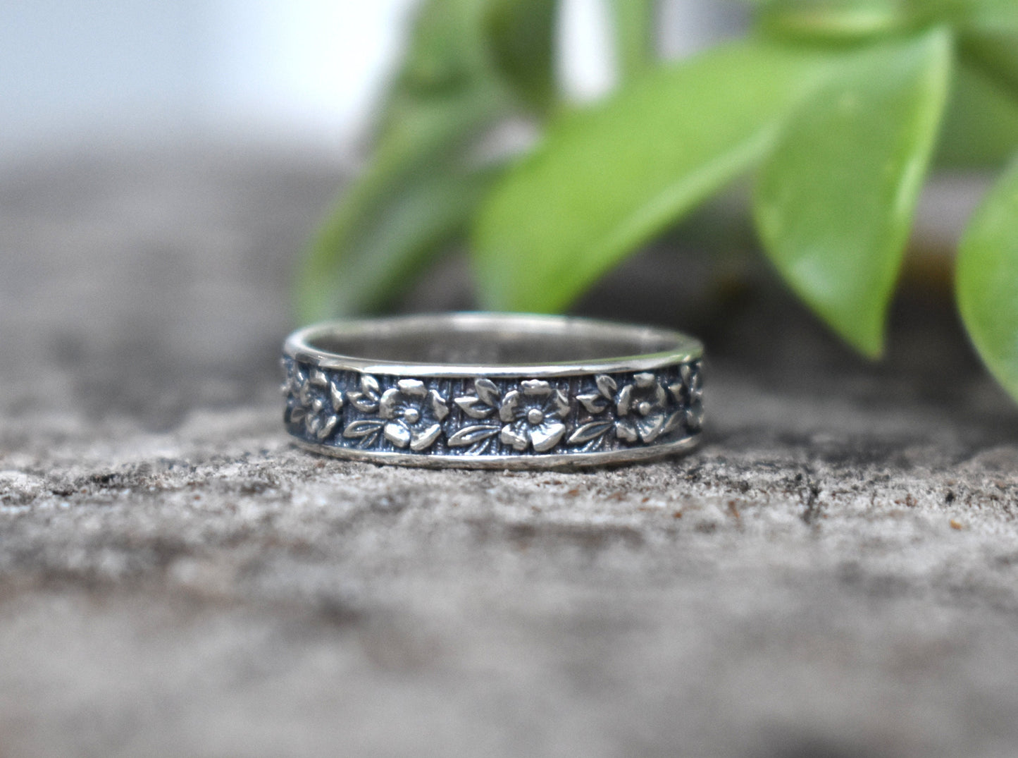 Flower Ring- Floral Ring, Eternity Band, Y2k Ring,- Cottagecore Ring- Sterling Silver