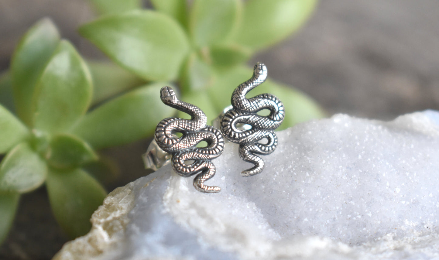 Snake Earrings- Snake Studs, Serpent Jewelry, Death/Rebirth, Witchy Earring