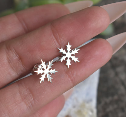 Snowflake Earrings-Frozen Earrings, Frozen Studs, Winter Earrings- Silver Earrings