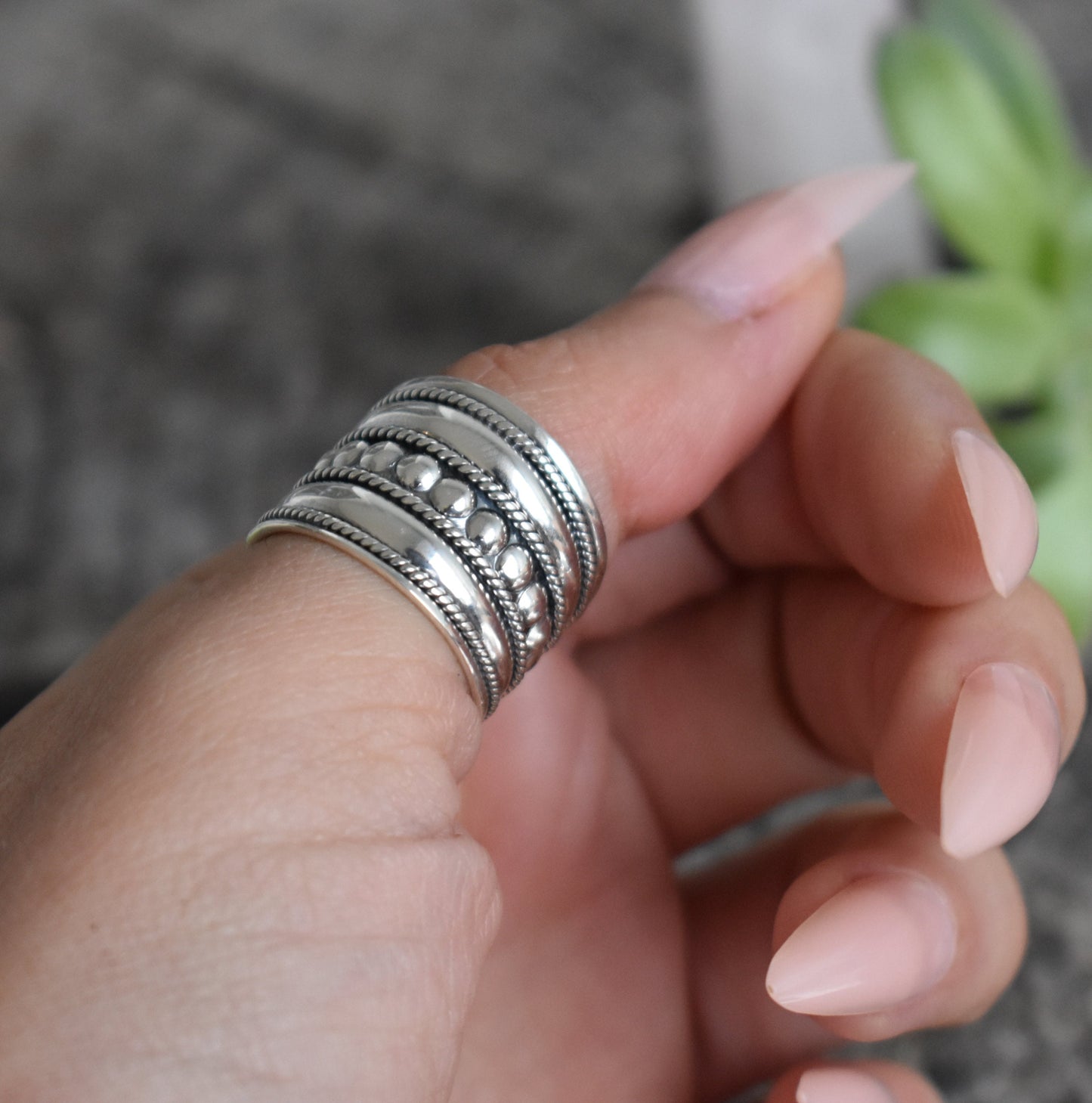 Bali Ring- Wide Statement Ring, Wide Band, Thumb Ring-Silver Ring